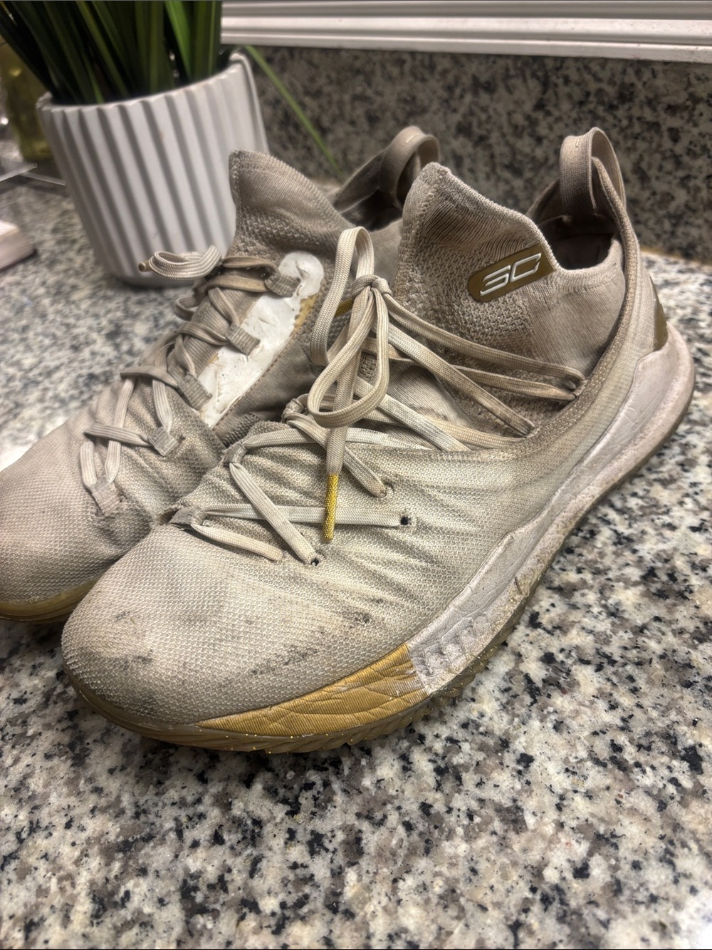 Under Armour Beige and Gold SC Series Men's Training Shoes